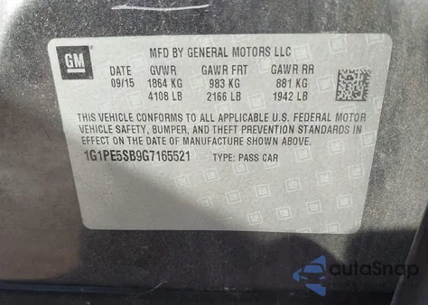 2016 Chevrolet Cruze Limited 1Lt Auto from USA, damaged, VIN 1G1PE5SB9G7165521